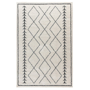 English Elm Roxy Geometric Bohemian Shag Area Rug - Cozy, Durable Design for Modern Spaces and Everyday Life Ivory/Black 5' x 7' RC-MS-202012-01-57-GG