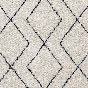 English Elm Roxy Geometric Bohemian Shag Area Rug - Cozy, Durable Design for Modern Spaces and Everyday Life Ivory/Black 5' x 7' RC-MS-202012-01-57-GG