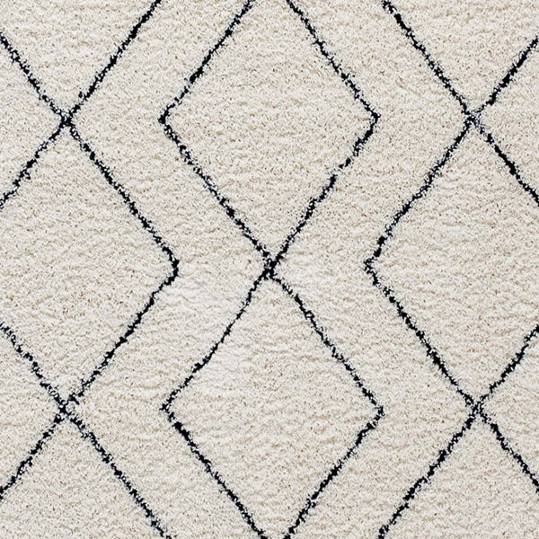 English Elm Roxy Geometric Bohemian Shag Area Rug - Cozy, Durable Design for Modern Spaces and Everyday Life Ivory/Black 5' x 7' RC-MS-202012-01-57-GG