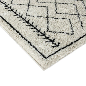 English Elm Roxy Geometric Bohemian Shag Area Rug - Cozy, Durable Design for Modern Spaces and Everyday Life Ivory/Black 5' x 7' RC-MS-202012-01-57-GG