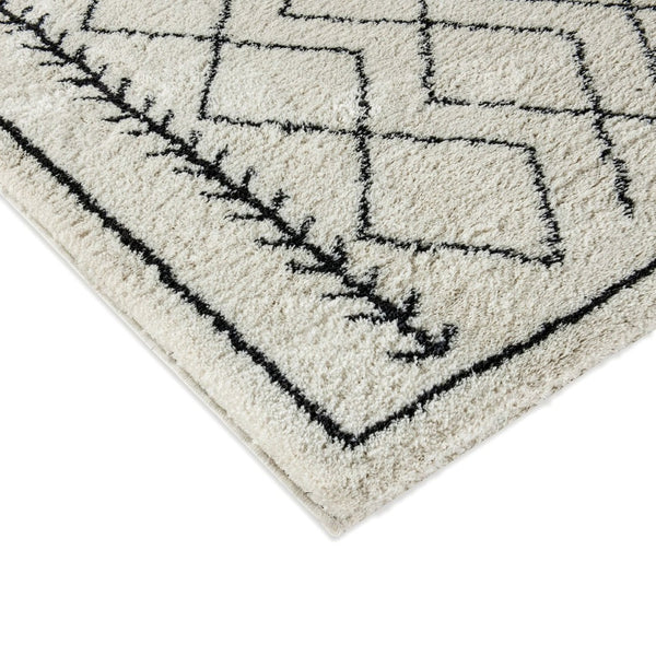 English Elm Roxy Geometric Bohemian Shag Area Rug - Cozy, Durable Design for Modern Spaces and Everyday Life Ivory/Black 5' x 7' RC-MS-202012-01-57-GG