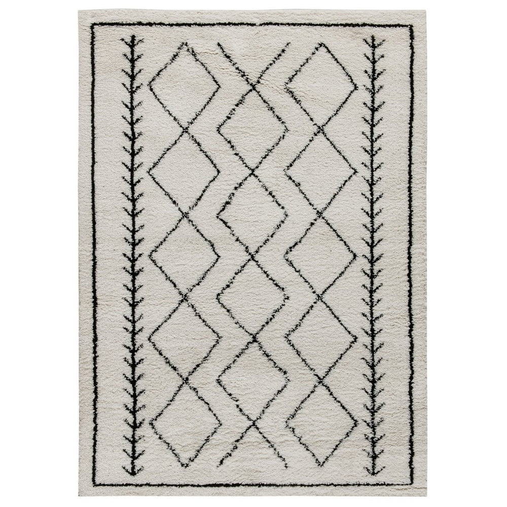 English Elm Roxy Geometric Bohemian Shag Area Rug - Cozy, Durable Design for Modern Spaces and Everyday Life Ivory/Black 8' x 10' RC-MS-202012-01-810-GG