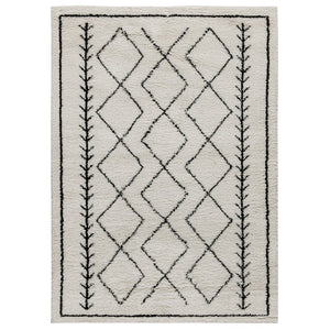 English Elm Roxy Geometric Bohemian Shag Area Rug - Cozy, Durable Design for Modern Spaces and Everyday Life Ivory/Black 8' x 10' RC-MS-202012-01-810-GG