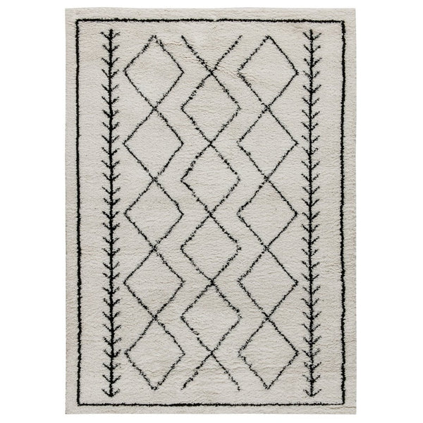 English Elm Roxy Geometric Bohemian Shag Area Rug - Cozy, Durable Design for Modern Spaces and Everyday Life Ivory/Black 8' x 10' RC-MS-202012-01-810-GG