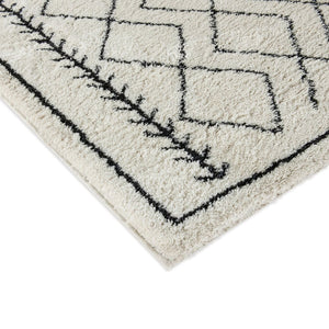 English Elm Roxy Geometric Bohemian Shag Area Rug - Cozy, Durable Design for Modern Spaces and Everyday Life Ivory/Black 8' x 10' RC-MS-202012-01-810-GG