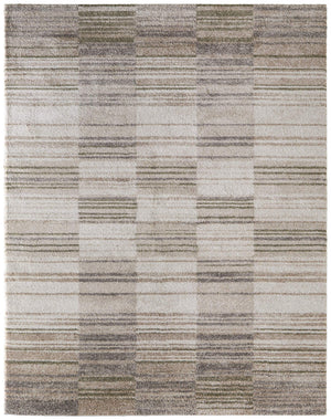Feizy Rugs Richmond Modern Geometric Polypropylene Area Rug Turkish Woven Neutral Living Room 5' x 7'6" RCH39R3FGRYWHTE70