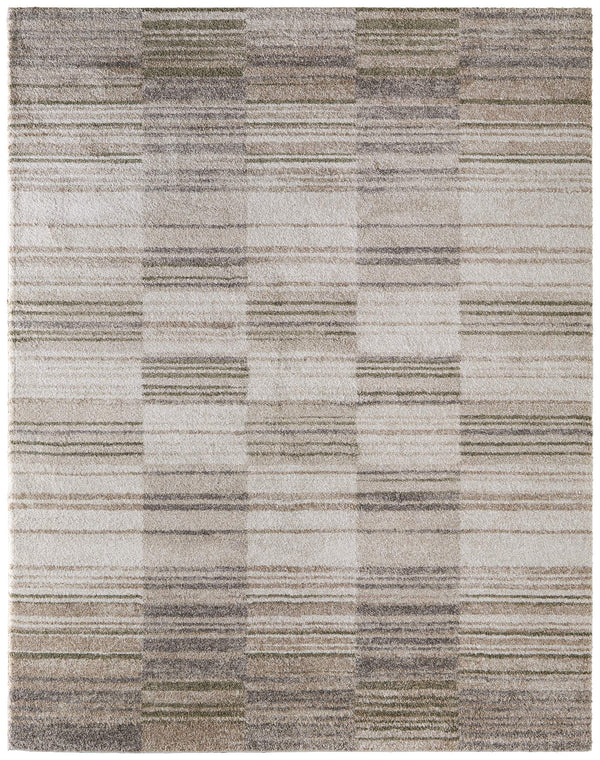 Feizy Rugs Richmond Modern Geometric Polypropylene Area Rug Turkish Woven Neutral Living Room 5' x 7'6" RCH39R3FGRYWHTE70