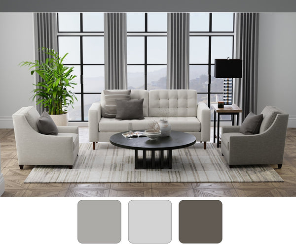 Feizy Rugs Richmond Modern Geometric Polypropylene Area Rug Turkish Woven Neutral Living Room 5' x 7'6" RCH39R3FGRYWHTE70