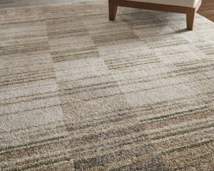 Feizy Rugs Richmond Modern Geometric Polypropylene Area Rug Turkish Woven Neutral Living Room 5' x 7'6" RCH39R3FGRYWHTE70