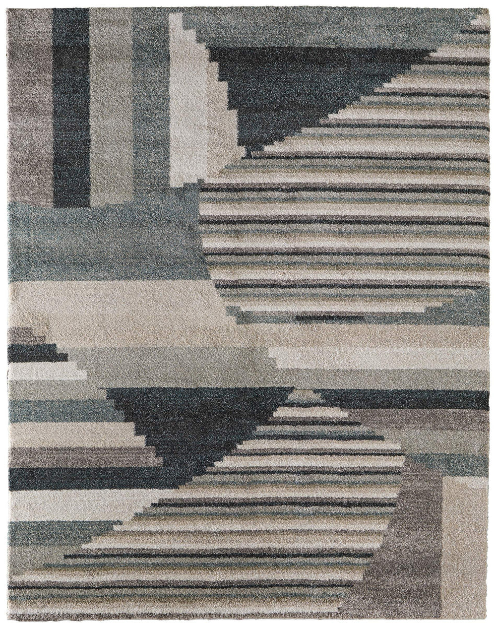 Feizy Rugs Richmond Abstract Polypropylene Area Rug Woven in Turkey for Modern Living Spaces Ivory/Gray/Blue 2'6" x 7'3" RCH39R4FNVYGRYI02