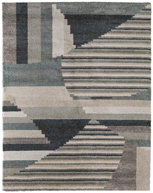Feizy Rugs Richmond Abstract Polypropylene Area Rug Woven in Turkey for Modern Living Spaces Ivory/Gray/Blue 5' x 7'6" RCH39R4FNVYGRYE70