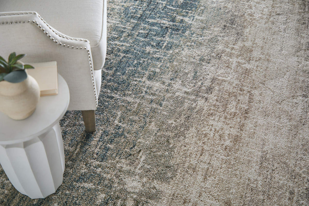 Feizy Rugs Richmond Abstract Brushstroke Area Rug Polypropylene Woven in Turkey for Modern Interiors 5' x 7'6" RCH39R5FBLUBGEE70