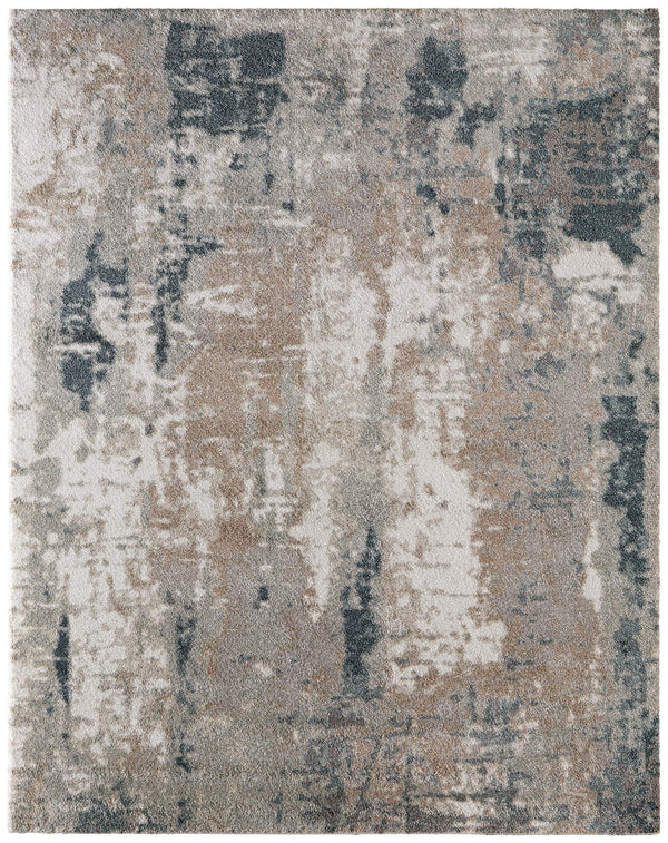 Feizy Rugs Richmond Abstract Distressed Polypropylene Area Rug for Modern Living Rooms and Lofts 5' x 7'6" RCH39R6FBLUWHTE70