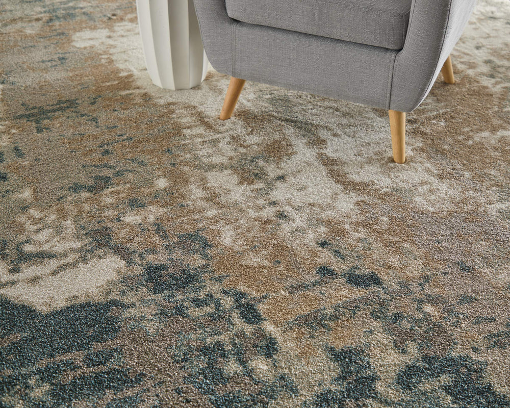 Feizy Rugs Richmond Abstract Distressed Polypropylene Area Rug for Modern Living Rooms and Lofts 5' x 7'6" RCH39R6FBLUWHTE70