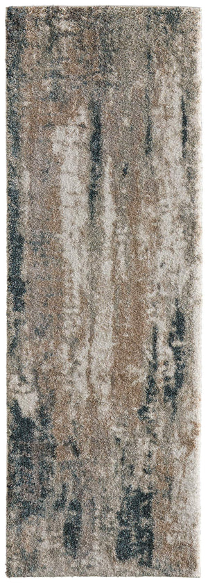 Feizy Rugs Richmond Abstract Distressed Polypropylene Area Rug for Modern Living Rooms and Lofts 2'6" x 7'3" RCH39R6FBLUWHTI02