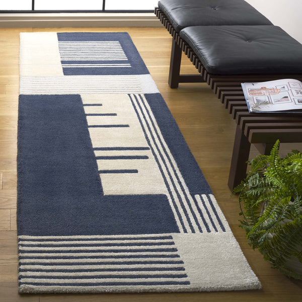 Safavieh Rodeo Drive Hand-tufted Wool Rug - Elegant Navy And Ivory Design For Chic Home Decor Enhancement Navy ,Ivory Wool Pile Rd176n-3