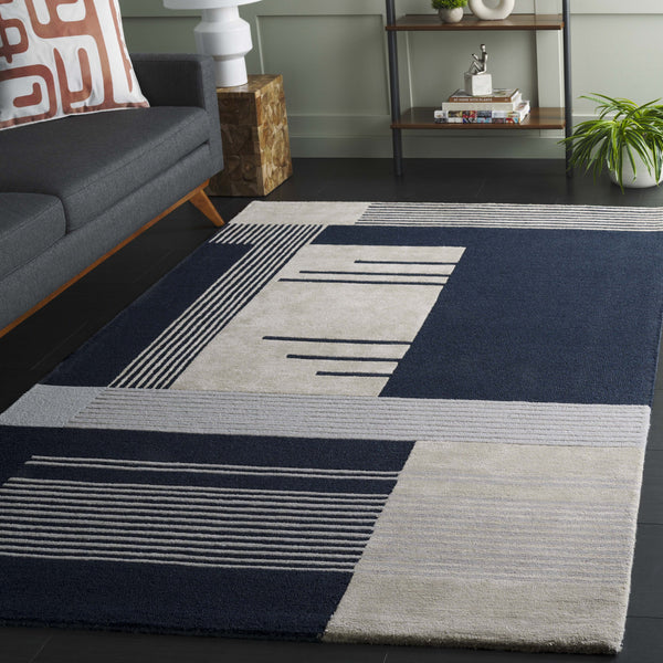 Safavieh Rodeo Drive Hand-tufted Wool Rug - Elegant Navy And Ivory Design For Chic Home Decor Enhancement Navy ,Ivory Wool Pile Rd176n-3