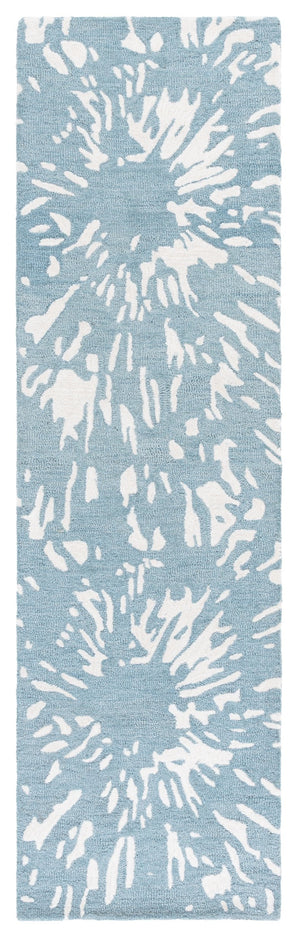 Safavieh Rodeo Modern Runner Area Rug - Hand-tufted Elegance In Chic Design For Hallways And Entryways Ivory ,Blue 75% Wool,25% Viscose Rd179m-28