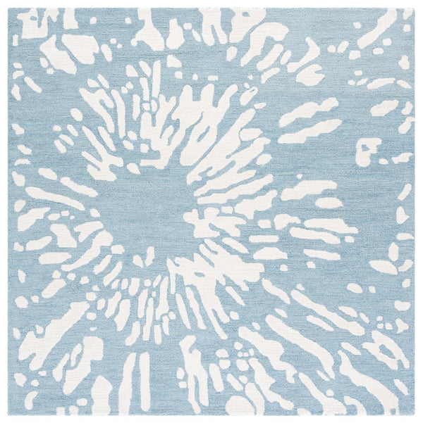 Safavieh Rodeo Modern Runner Area Rug - Hand-tufted Elegance In Chic Design For Hallways And Entryways Ivory ,Blue 75% Wool,25% Viscose Rd179m-6sq