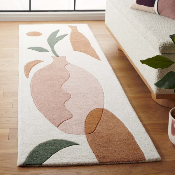 Safavieh Rodeo Drive Hand Tufted Wool Runner Soft Abstract Ivory Blush Hallway Accent Rug 2'-3" x 8'-0" RD375A-28
