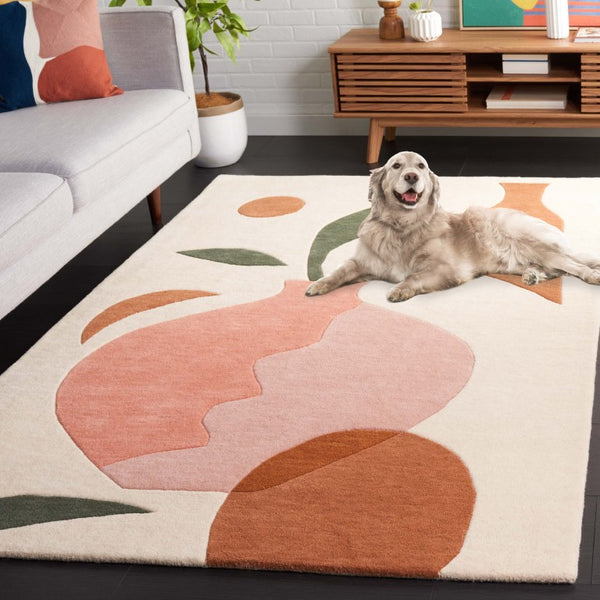 Safavieh Rodeo Drive Hand Tufted Wool Runner Soft Abstract Ivory Blush Hallway Accent Rug 5'-0" x 8'-0" RD375A-5