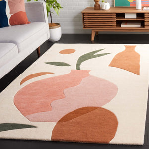 Safavieh Rodeo Drive Hand Tufted Wool Runner Soft Abstract Ivory Blush Hallway Accent Rug 5'-0" x 8'-0" RD375A-5