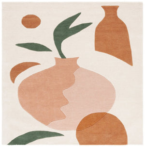 Safavieh Rodeo Drive Hand Tufted Wool Runner Soft Abstract Ivory Blush Hallway Accent Rug 6'-0" x 6'-0" RD375A-6SQ