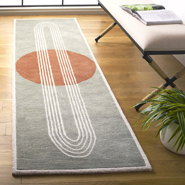 Safavieh Rodeo Drive Hand-tufted Area Rug: Elegant Geometric Design In Luxurious Wool & Cotton Blend Grey ,Rust 80% Wool,20% Cotton Rd376f-3