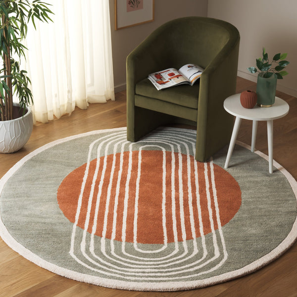 Safavieh Rodeo Drive Hand-tufted Area Rug: Elegant Geometric Design In Luxurious Wool & Cotton Blend Grey ,Rust 80% Wool,20% Cotton Rd376f-3