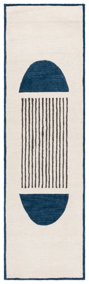 Safavieh Rodeo Handcrafted Area Rug - Luxurious Wool Blend With Textured Design For Modern Elegance In Decor Ivory ,Navy 80% Wool,20% Cotton Rd377n-6sq