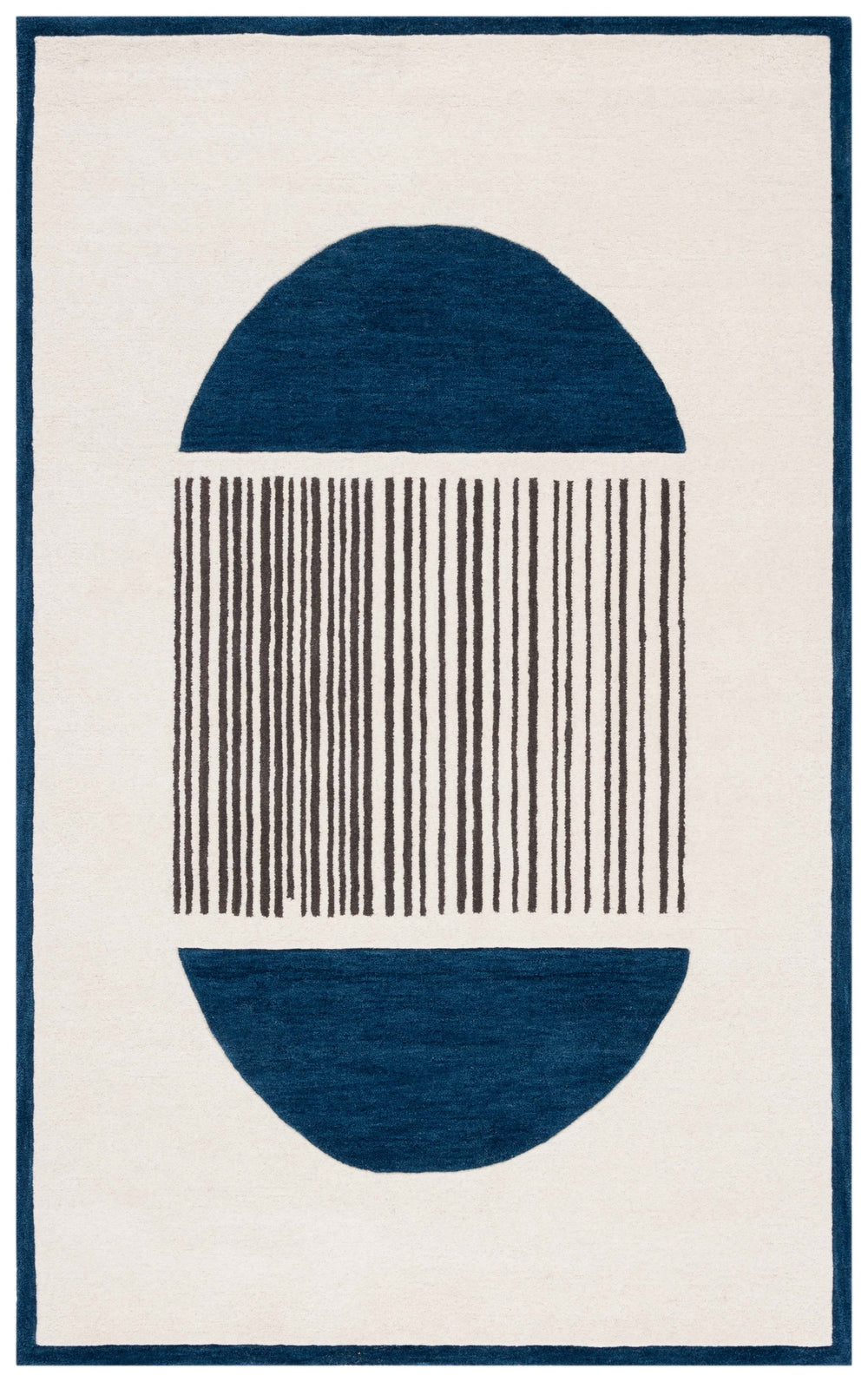 Safavieh Rodeo Handcrafted Area Rug - Luxurious Wool Blend With Textured Design For Modern Elegance In Decor Ivory ,Navy 80% Wool,20% Cotton Rd377n-6sq