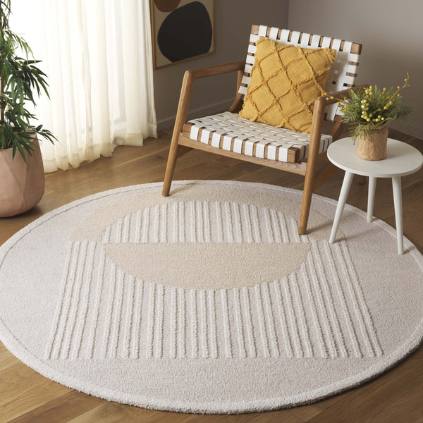 Safavieh Rodeo Elegant Hand-tufted Wool And Cotton Area Rug With Geometric Arch Motif For Modern Spaces Ivory ,Beige 80% Wool,20% Cotton Rd378a-8