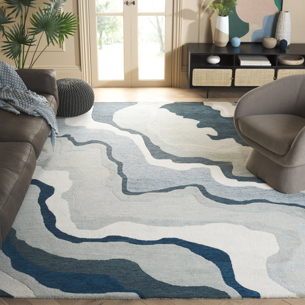 Safavieh Rodeo Exquisite Hand-tufted Wool Area Rug In Elegant Navy And Ivory Design For Luxurious Spaces Ivory ,Navy Wool Rd406n-6