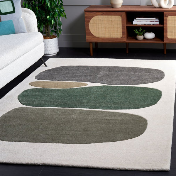 Safavieh Rodeo Luxury Hand-tufted Area Rug – Contemporary Abstract Design For Elegant Home Décor Ivory ,Green 80% Wool 20% Cotton Rd407y-8