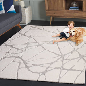 Safavieh Rodeo Handcrafted Area Rug - Timeless Elegance With Plush Comfort And Contemporary Artful Design Ivory ,Grey 80% Wool 20% Cotton Rd408f-8