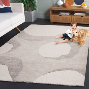 Safavieh Rodeo Handcrafted Area Rug - Luxurious Wool Blend In Elegant Abstract Design For Timeless Comfort Ivory ,Grey 80% Wool 20% Cotton Rd409f-6