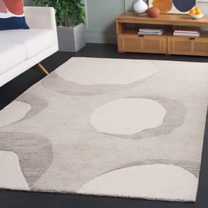 Safavieh Rodeo Handcrafted Area Rug - Luxurious Wool Blend In Elegant Abstract Design For Timeless Comfort Ivory ,Grey 80% Wool 20% Cotton Rd409f-6