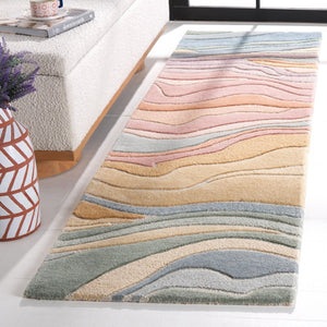 Safavieh Rodeo Drive Hand Tufted Wool Area Rug with Plush Wave Pattern for Living Rooms Blue 2'-3" x 12'-0" RD451M-212