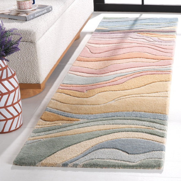 Safavieh Rodeo Drive Hand Tufted Wool Area Rug with Plush Wave Pattern for Living Rooms Blue 2'-3" x 12'-0" RD451M-212