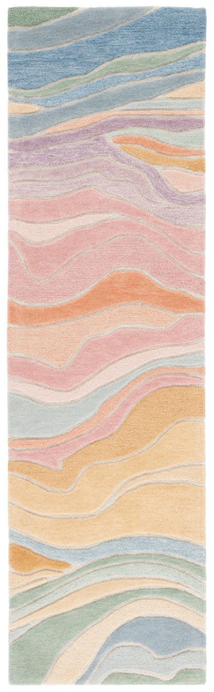 Safavieh Rodeo Drive Hand Tufted Wool Area Rug with Plush Wave Pattern for Living Rooms Blue 2'-3" x 12'-0" RD451M-212