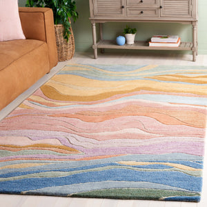 Safavieh Rodeo Hand-tufted Runner Rug - Luxurious Wool & Cotton Blend, Modern Design For Elegant Spaces Blue ,Blush 80% Wool,20% Cotton Rd451m-5