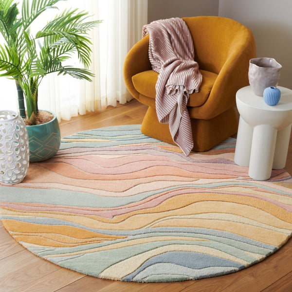 Safavieh Rodeo Drive Luxurious Hand-tufted Ivory Rug – Contemporary Wave Pattern For Modern Home Décor Blue ,Blush 80% Wool,20% Cotton Rd451m-3