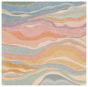 Safavieh Rodeo Drive Hand Tufted Wool Area Rug with Plush Wave Pattern for Living Rooms Blue 6'-0" x 6'-0" RD451M-6SQ