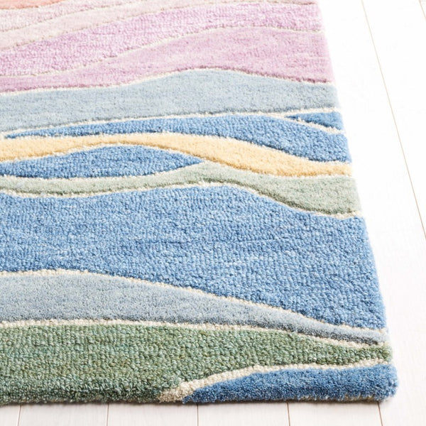 Safavieh Rodeo Drive Hand Tufted Wool Area Rug with Plush Wave Pattern for Living Rooms Blue 6'-0" x 6'-0" RD451M-6SQ