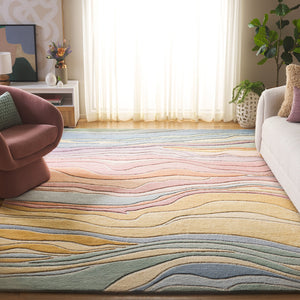 Safavieh Rodeo Hand-tufted Runner Rug - Luxurious Wool & Cotton Blend, Modern Design For Elegant Spaces Blue ,Blush 80% Wool,20% Cotton Rd451m-8