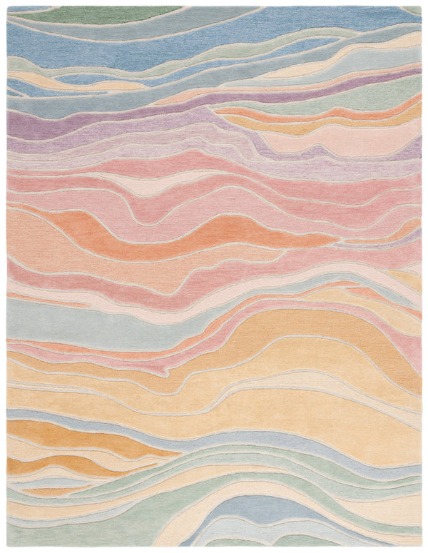 Safavieh Rodeo Hand-tufted Runner Rug - Luxurious Wool & Cotton Blend, Modern Design For Elegant Spaces Blue ,Blush 80% Wool,20% Cotton Rd451m-8