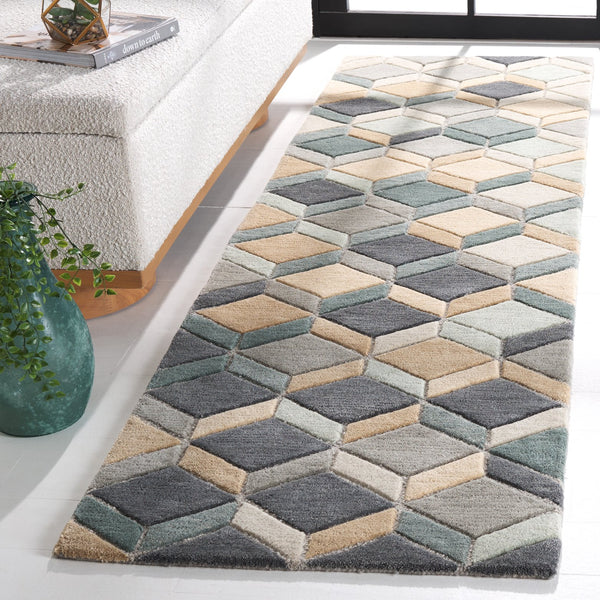 Safavieh Rodeo Drive Area Rug - Luxurious Hand-tufted Design In Elegant Beige And Grey Hexagonal Pattern Beige ,Grey 80% Wool,20% Cotton Rd452b-4