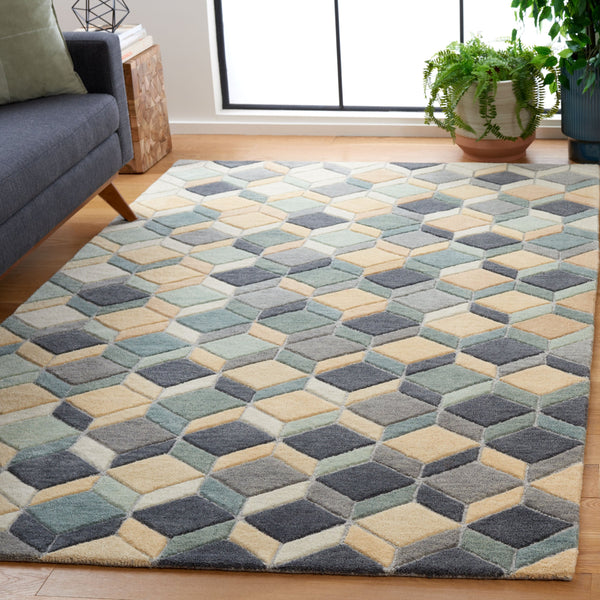 Safavieh Rodeo Drive Area Rug - Luxurious Hand-tufted Design In Elegant Beige And Grey Hexagonal Pattern Beige ,Grey 80% Wool,20% Cotton Rd452b-4