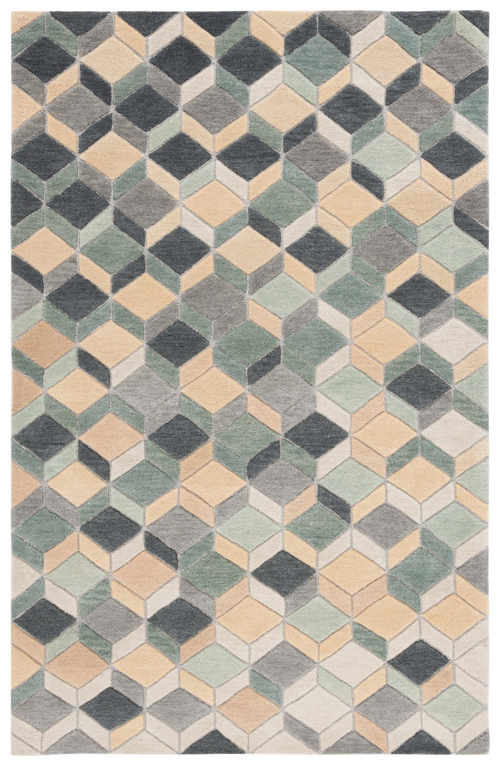 Safavieh Rodeo Drive Area Rug - Luxurious Hand-tufted Design In Elegant Beige And Grey Hexagonal Pattern Beige ,Grey 80% Wool,20% Cotton Rd452b-4