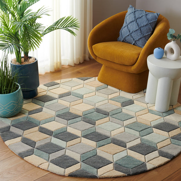 Safavieh Rodeo Drive Area Rug - Luxurious Hand-tufted Design In Elegant Beige And Grey Hexagonal Pattern Beige ,Grey 80% Wool,20% Cotton Rd452b-4